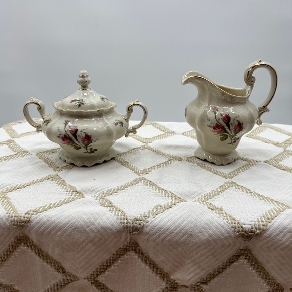 SELB Germany Pompadour Moss Rose creamer and sugar bowl - Picture 1 of 16